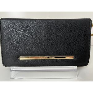 Steve Madden faux black leather zip around wallet